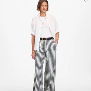 Madewell Navy and White Zoe Relaxed Wide Leg Pants NWT Size 8